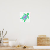 Schattige speelse schildpad kinderkamer kunst poster (Keuken)