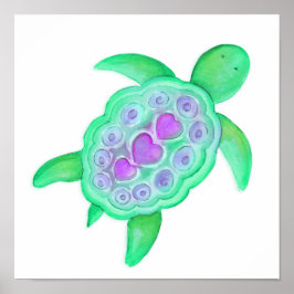 Schattige speelse schildpad kinderkamer kunst poster