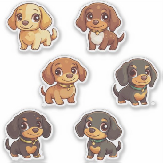 Schattige speelse teckel Cartoon Dog Sticker Art (Voorkant)