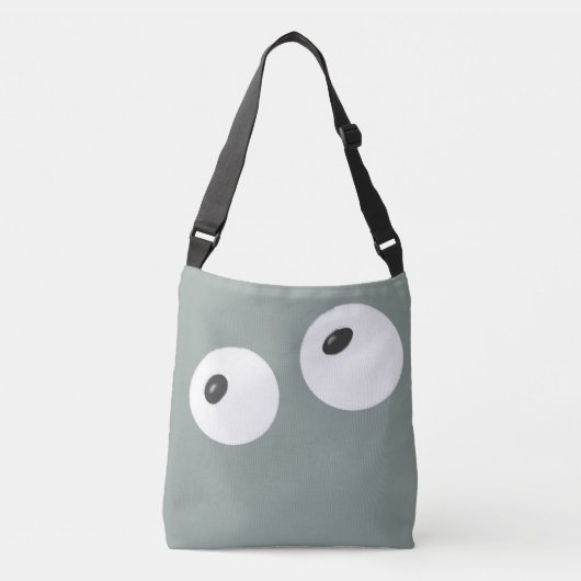 schattige, speelse, vriendelijke witte ogen met zw crossbody tas (Voorkant)