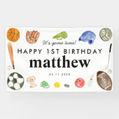 Schattige Spel Tijd Sport Balls Kids Verjaardag We Spandoek (Horizontaal)