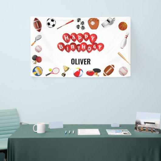 Schattige Spel Tijd Sport Balls Kids Verjaardag We Spandoek (Beurs)