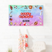 Schattige Spel Tijd Sport Balls Kids Verjaardag We Spandoek (Insitu)