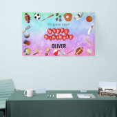 Schattige Spel Tijd Sport Balls Kids Verjaardag We Spandoek (Beurs)