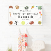 Schattige Spel Tijd Sport Balls Kids Verjaardag We Spandoek (Insitu)