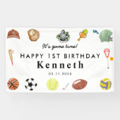 Schattige Spel Tijd Sport Balls Kids Verjaardag We Spandoek (Horizontaal)