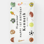 Schattige Spel Tijd Sport Balls Kids Verjaardag We Spandoek (Verticaal)