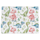 Schattige spelen dinosaurussen kinderen verjaardag groot cadeauzakje (Voorkant)