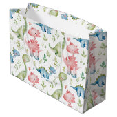 Schattige spelen dinosaurussen kinderen verjaardag groot cadeauzakje (Achterkant Gekanteld)