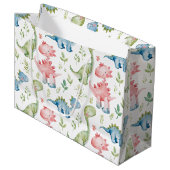 Schattige spelen dinosaurussen kinderen verjaardag groot cadeauzakje (Voorkant Gekanteld)