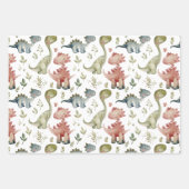 Schattige spelen dinosaurussen kinderen verjaardag inpakpapier vel (Voorkant 2)