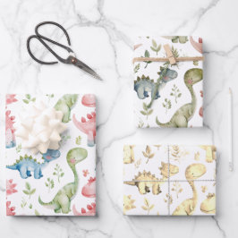 Schattige spelen dinosaurussen kinderen verjaardag inpakpapier vel