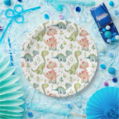 Schattige spelen dinosaurussen kinderen verjaardag papieren bordje (Feest)