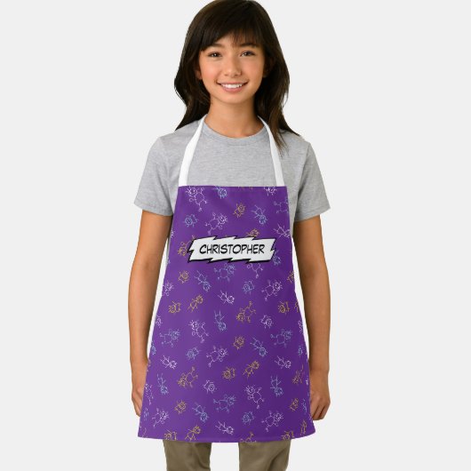 Schattige spelen kinder patroonpatroon paarse aang schort (Insitu)