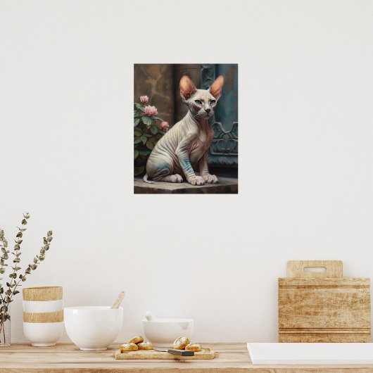 Schattige Sphynx Cat Art Print Poster (Keuken)