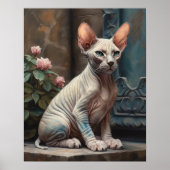 Schattige Sphynx Cat Art Print Poster (Voorkant)