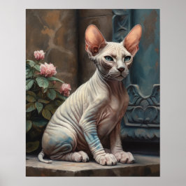 Schattige Sphynx Cat Art Print Poster