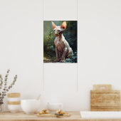 Schattige Sphynx Cat Art Print Poster (Keuken)