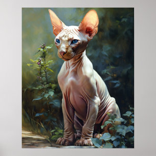 Schattige Sphynx Cat Art Print Poster