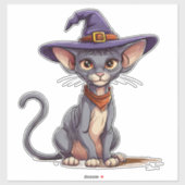 Schattige Sphynx Cat in het Pet van de heks Sticker (Vel)