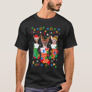 Schattige Sphynx Kat Kittens Kerst Soks Xmas T-shirt