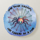Schattige Spider Inspirerend Quote Monogram op bla Rond Kussen (Voorkant)