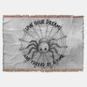 Schattige Spider Inspirerend Quote Monogram op gri Deken