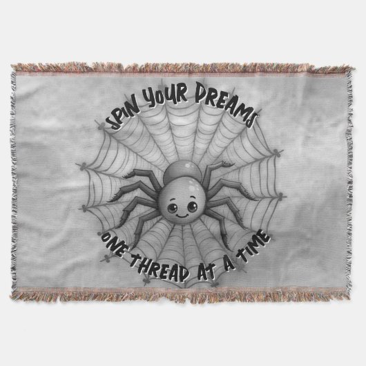 Schattige Spider Inspirerend Quote Monogram op gri Deken (Voorkant)