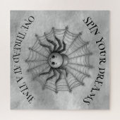 Schattige Spider Inspirerend Quote Monogram op gri Legpuzzel (Horizontaal)