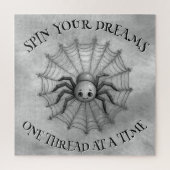 Schattige Spider Inspirerend Quote Monogram op gri Legpuzzel (Verticaal)