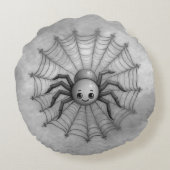 Schattige Spider Inspirerend Quote Monogram op gri Rond Kussen (Achterkant)