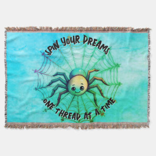 Schattige Spider Inspirerend Quote Monogram op gro Deken