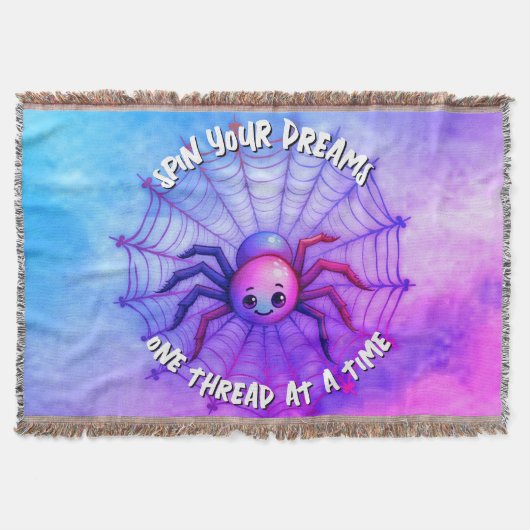 Schattige Spider Inspirerend Quote Monogram op paa Deken (Voorkant)