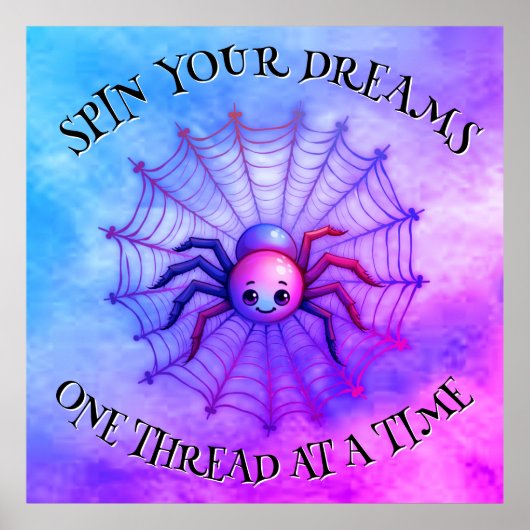 Schattige Spider Inspirerend Quote Monogram op paa Poster (Voorkant)