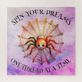 Schattige Spider Inspirerend Quote Monogram op roz Legpuzzel (Verticaal)