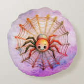 Schattige Spider Inspirerend Quote Monogram op roz Rond Kussen (Achterkant)