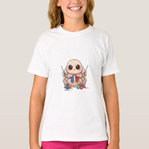 Schattige spin die breit met garen kinderen t-shirt