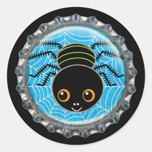 Schattige spin halloween flesje Pet Ronde Sticker (Voorkant)