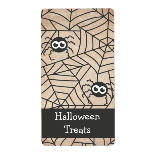 Schattige Spinnen, Halloween, Grunge en Gritty Etiket (Voorkant)
