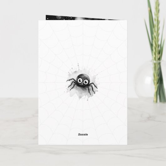 Schattige spinnenweb blij Halloween Kaart (Achterkant)