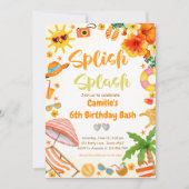 Schattige Splish Splash Verjaardag Bash Pool Party Kaart (Voorkant)