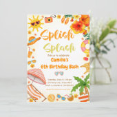 Schattige Splish Splash Verjaardag Bash Pool Party Kaart (Staand voorkant)