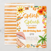 Schattige Splish Splash Verjaardag Bash Pool Party Kaart (Voorkant / Achterkant)
