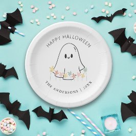 Schattige Spook Bloemige Halloween Papieren Bordje
