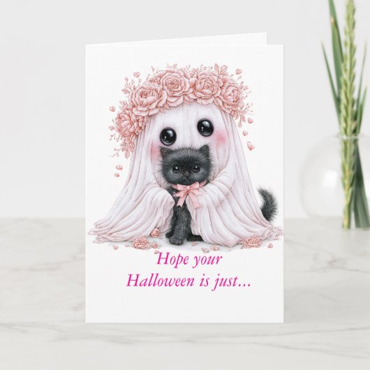 Schattige spook- en katten Halloween kaart (Voorkant)