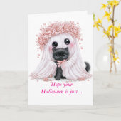 Schattige spook- en katten Halloween kaart (Gele Bloem)