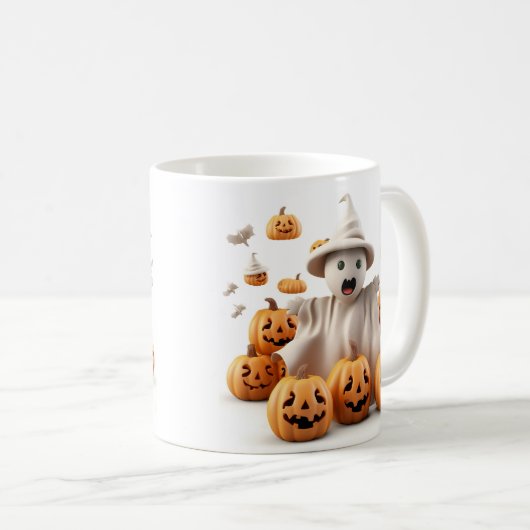 Schattige spook en pompoen koffie mok (Voorkant rechts)