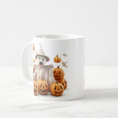 Schattige spook en pompoen koffie mok (Voorkant links)