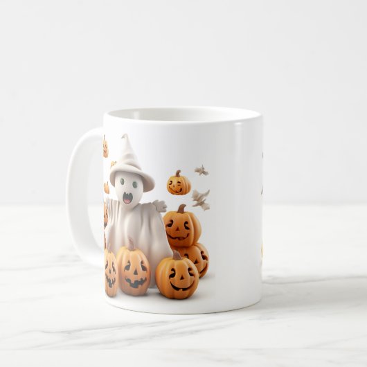 Schattige spook en pompoen koffie mok (Voorkant links)