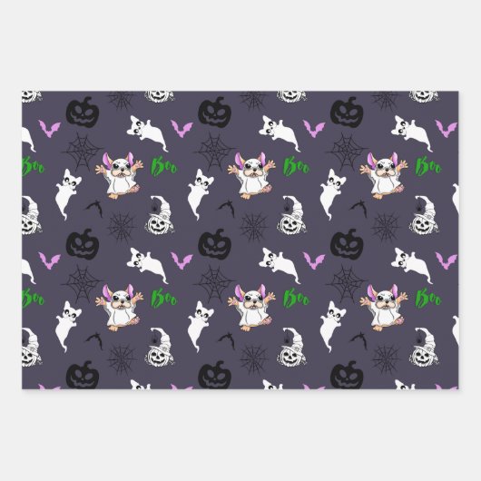 Schattige spook Franse Bulldog vleermuis pompoen H Inpakpapier Vel (Voorkant)
